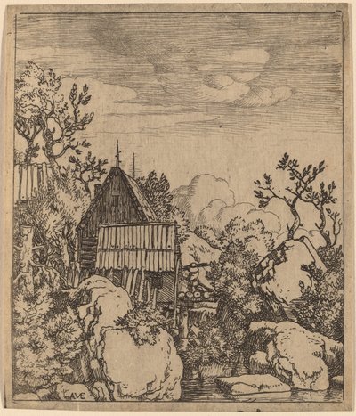 Homme sur un petit pont en bois - Allart van Everdingen