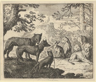 Les parents de Renard demandent à se retirer de la cour, extrait de « Renard le Renard » de Hendrick van Alcmar - Allart van Everdingen