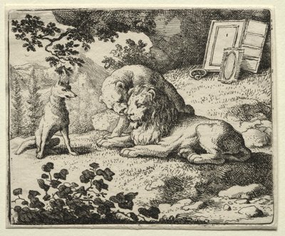Renard le goupil : Renard promet des cadeaux au lion - Allart van Everdingen