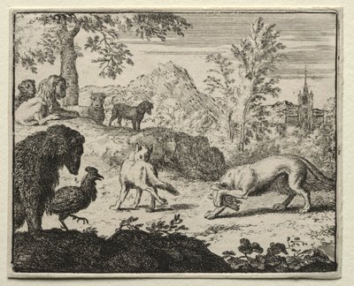 Reynard le Renard : Le Combat entre Reynard et le Loup - Allart van Everdingen
