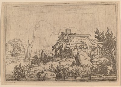 Cottage en ruine, entouré d