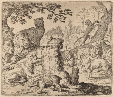 Le Lion ordonne une attaque massive sur Reynard, probablement vers 1645-1656 - Allart van Everdingen