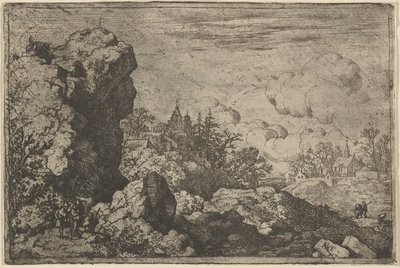 Les trois voyageurs au pied du rocher élevé - Allart van Everdingen