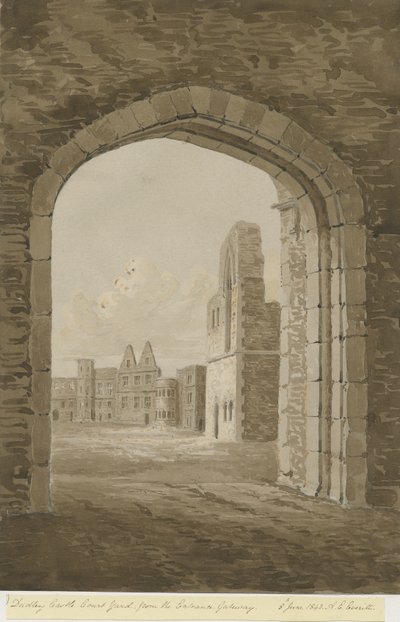 Château de Dudley - Le Donjon : dessin sépia-rouge, 8 juin 1843 - Allen Edward Everitt