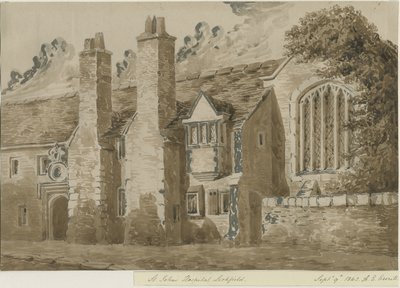 Lichfield - Hôpital et chapelle St. John : dessin à la sépia rouge, 9 septembre 1842 (dessin) - Allen Edward Everitt