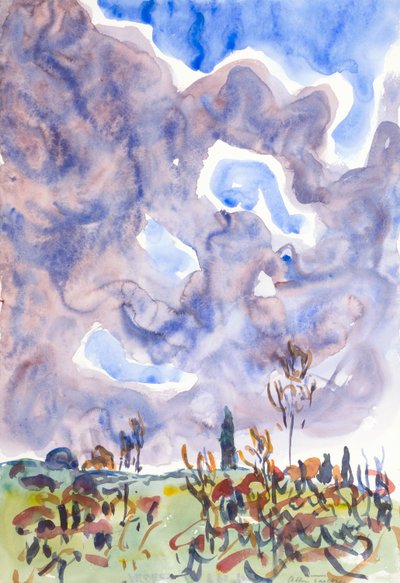 Aquarelle n° 31, Paysage avec nuages, ca. 1930 - Allen Tucker