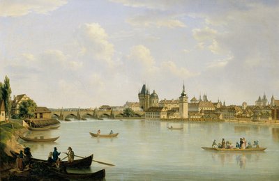 Vue de Prague avec le pont de la Moldau (pont Charles) - Alois von Saar