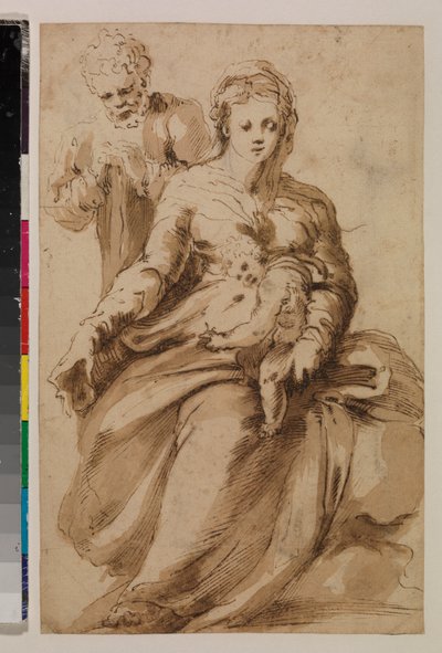 Sainte Famille (recto) c.1537 - Alonso (workshop of) Berruguete