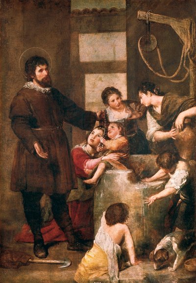 Saint Isidore de Séville et le miracle du puits. - Alonso Cano