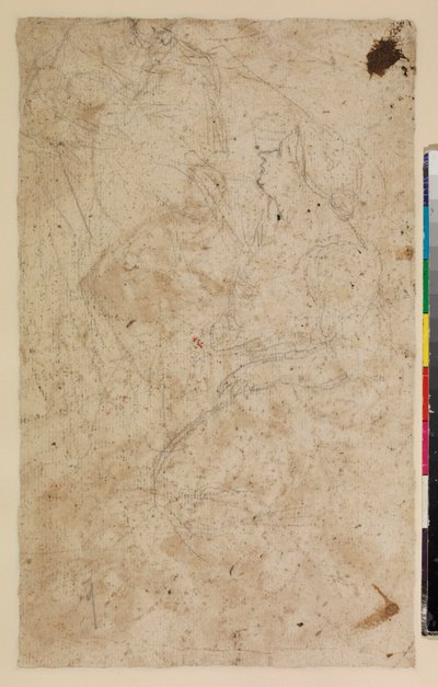 Études de figures avec une femme agenouillée de profil, verso, XVIIe siècle - Alonso del Arco