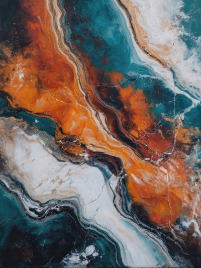 Vagues de pierres orange et bleu sarcelle - Alpenglow Workshop