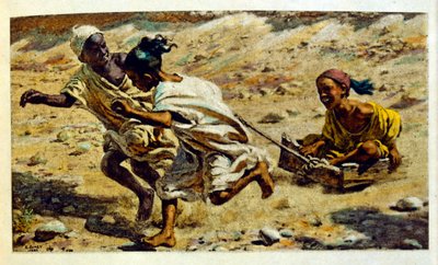 Illustration de Dinet tirée de "Mirages" Scènes de la vie arabe. 1906. Mirages, Scènes de la vie arabe a été illustré par Etienne Dinet et commenté par Silman Ben Ibrahim Bamer. Nasreddine Dinet est né sous le nom d