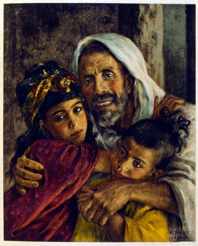 Illustration de Dinet tirée de "Mirages" Scènes de la vie arabe. 1906. Mirages, Scènes de la vie arabe a été illustré par Etienne Dinet et commenté par Silman Ben Ibrahim Bamer. Nasreddine Dinet est né sous le nom d