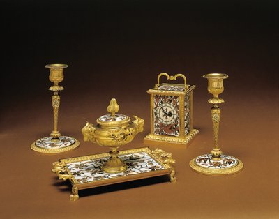 Ensemble de bureau en quatre pièces Napoléon III, marqueterie par Duvinage et Harinckouk, c.1877 - Alphonse Gustave Giroux