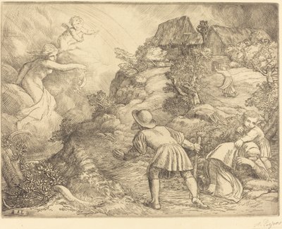 Allégorie du paysan et de la fortune : Sujet allégorique - Alphonse Legros