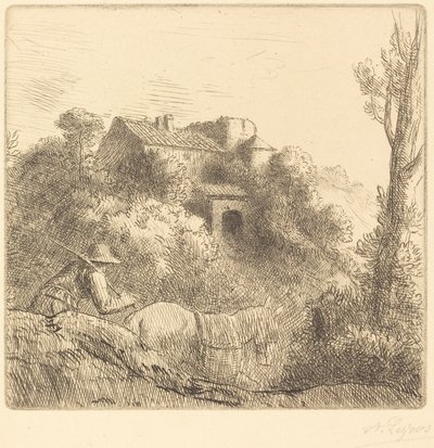 Ferme sur une colline - Alphonse Legros