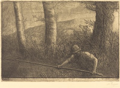 Le pêcheur avec un filet cerceau (La pêche à la truble) - Alphonse Legros