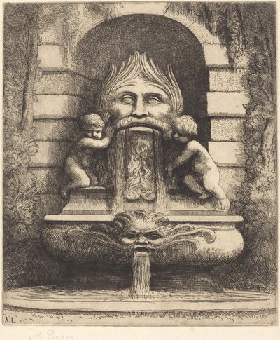 Fontaine : Grotesque, enfants et bassin - Alphonse Legros