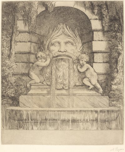 Fontaine: Grotesque, enfants et bassin - Alphonse Legros