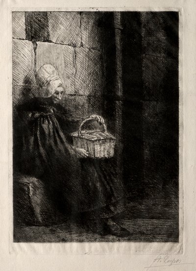 Paysage dans les environs de Boulogne, appelé Femme avec un panier - Alphonse Legros
