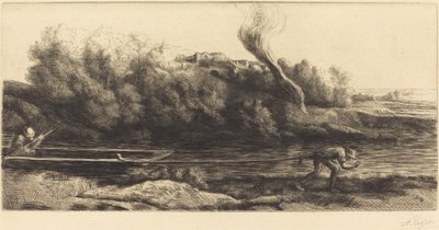 Paysage avec bateau, 2ème planche - Alphonse Legros