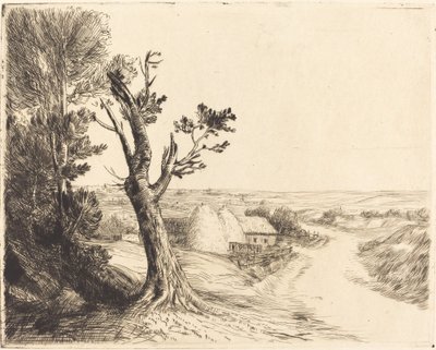 Paysage avec des meules de foin - Alphonse Legros