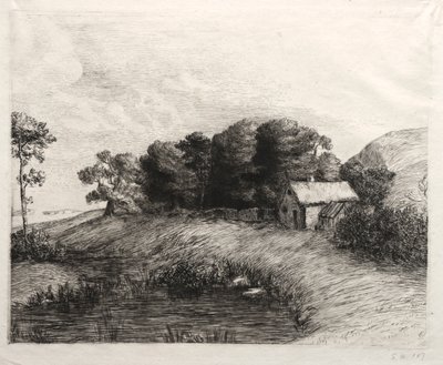 Paysage avec un étang - Alphonse Legros