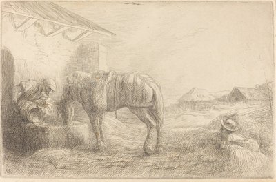 Homme abreuvant un cheval - Alphonse Legros