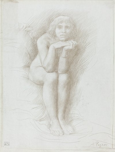 Modèle nu assis - Alphonse Legros