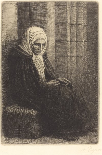 Femme assise contre un mur, enfant avec la tête dans son giron - Alphonse Legros