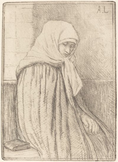 Jeune paysanne assise dans une église - Alphonse Legros
