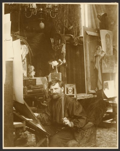 [Self-Portrait in His Studio, Rue du Val-de-Grâce, Paris] - Alphonse Maria Mucha