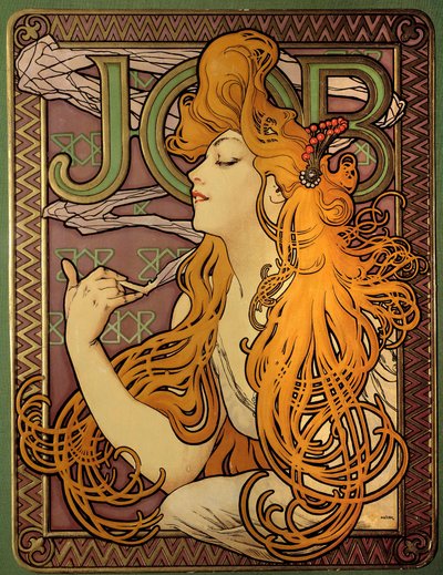 Publicité pour la marque de papiers à cigarette "Job", Lithographie d