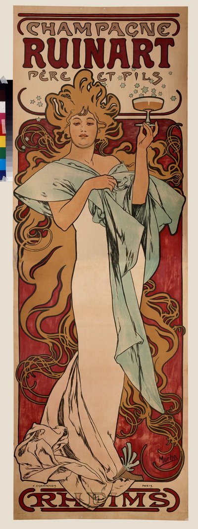 Affiche de publicite pour le champagne Ruinart - Alphonse Marie Mucha