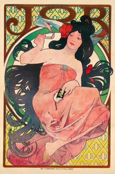 Affiche publicitaire pour le papier à cigarette Job - Alphonse Marie Mucha