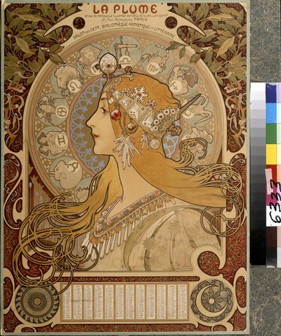 Calendrier La Plume, revue bi-mensuelle illustrée du salon des Cent - Alphonse Marie Mucha