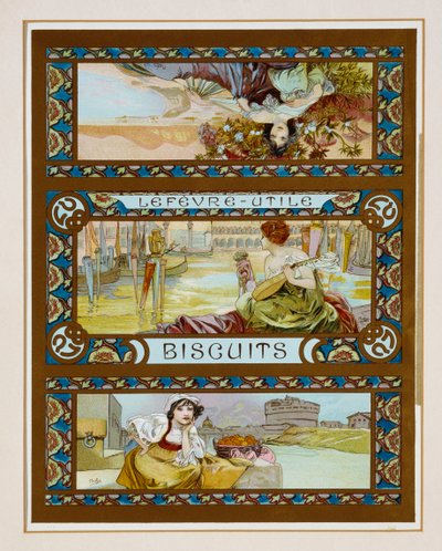 Affiche publicitaire pour les biscuits "Lefevre-Utile", c.1910 - Alphonse Mucha