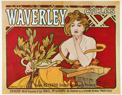 Affiche publicitaire pour les cycles Waverley - Alphonse Mucha