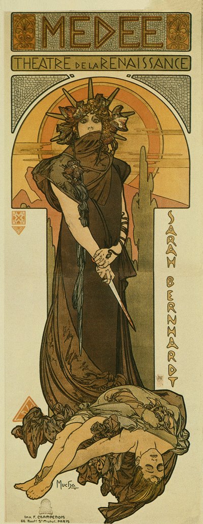 Sarah Bernhardt en Médée au Théâtre de la Renaissance. 1898 - Alphonse Mucha