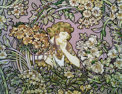 Femme parmi les fleurs, c.1900 - Alphonse Marie Mucha
