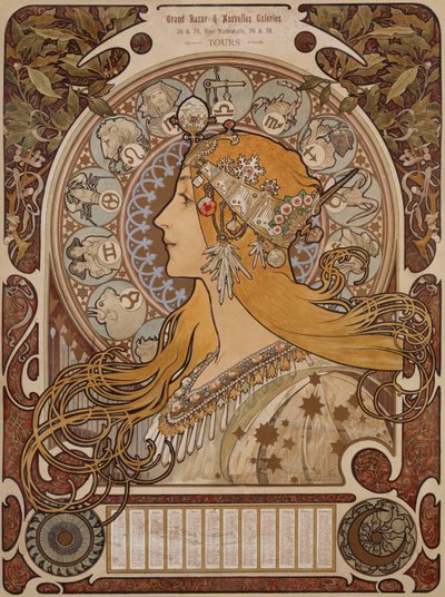 Zodiaque, Grand Bazar & Nouvelles Galeries, Tours - Alphonse Mucha