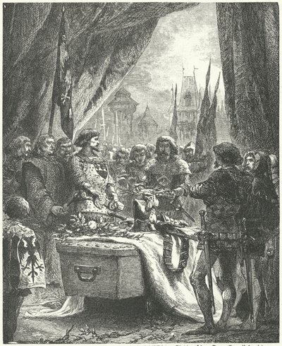 Le commandant de Châteauneuf de Randon déposant les clés de la ville sur le cercueil de Bertrand du Guesclin - Alphonse Marie de (after) Neuville