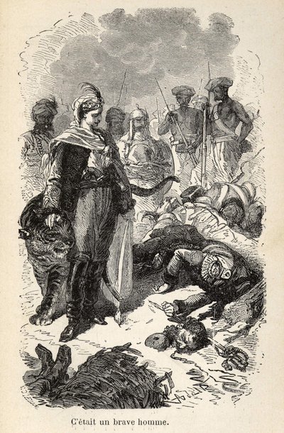 Illustration des "Aventures merveilleuses mais authentiques du Capitaine Corcoran" par Alfred Assollant, illustrée de 25 vignettes dessinées sur bois par A. de Neuville, Librairie Hachette et Cie à Paris - Alphonse Marie de Neuville