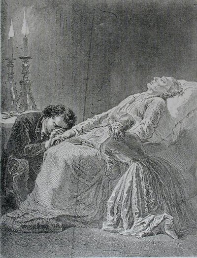 La Mort de Jean Valjean, illustration des Misérables de Victor Hugo (1802-85) - Alphonse Marie de after Neuville