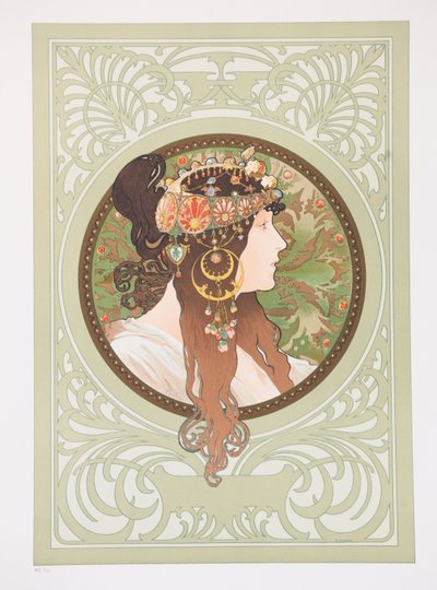 Têtes byzantines : Brunette, 1897 - Alphonse Mucha