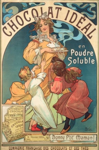Chocolat Idéal en Poudre Soluble - Alphonse Mucha