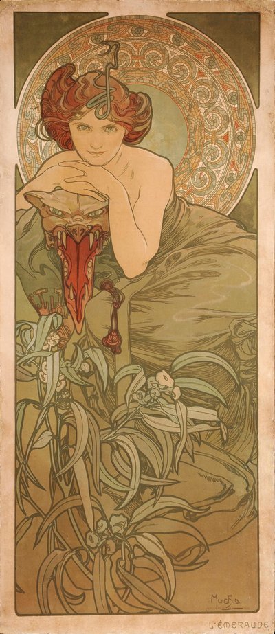 Émeraude de la série Les gemmes - Alphonse Mucha