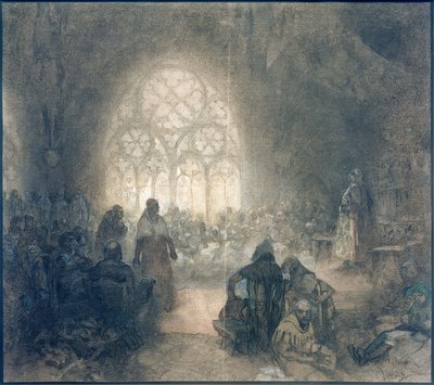 Georges de Poděbrady et le légat papal F. de Valle, 1462 - Alphonse Mucha