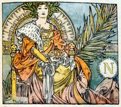 Illustration par Alphonse Mucha de "Clio" une œuvre de l