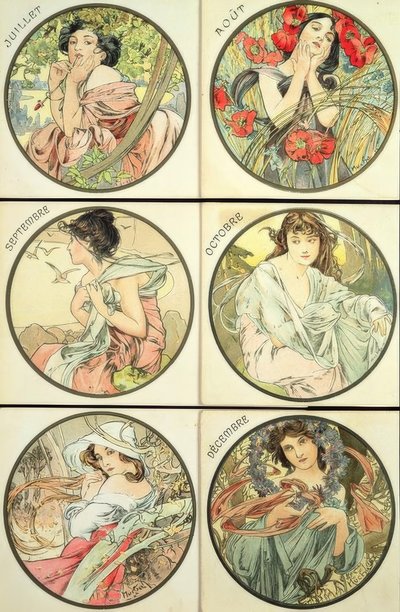 Juillet / Août / Septembre / Octobre / Novembre / Décembre - Alphonse Mucha